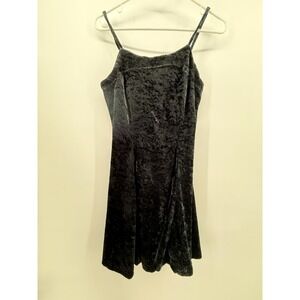 Y2K Black Baby‎ Doll Dress Crushed Velvet Goth Whimsigoth Witchy Vibes Sz Small